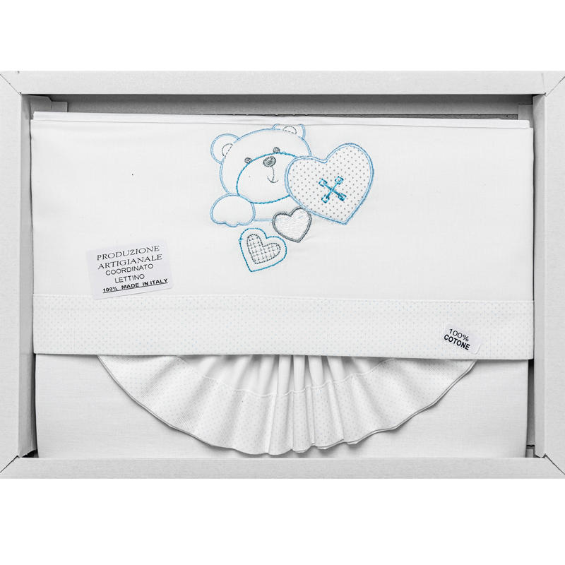 LENZUOLO 3 PZ LETTINO 120X180 RICAMATO COTONE BuyBuy24 Abbilgiamento e Biancheria