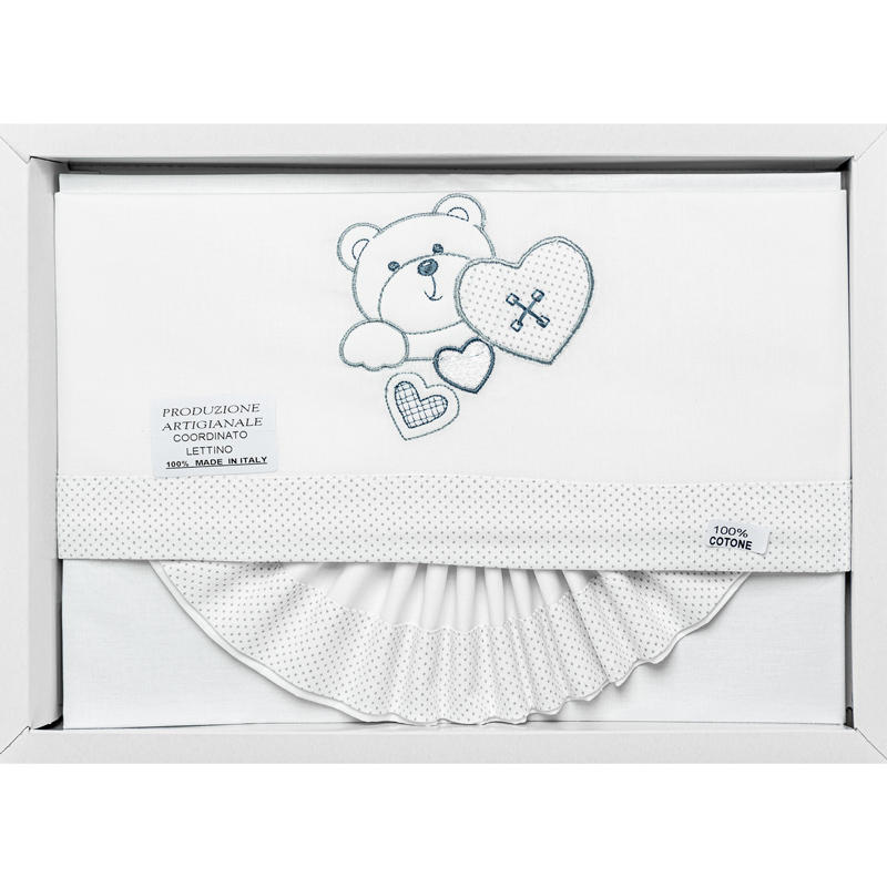 LENZUOLO 3 PZ LETTINO 120X180 RICAMATO COTONE BuyBuy24 Abbilgiamento e Biancheria