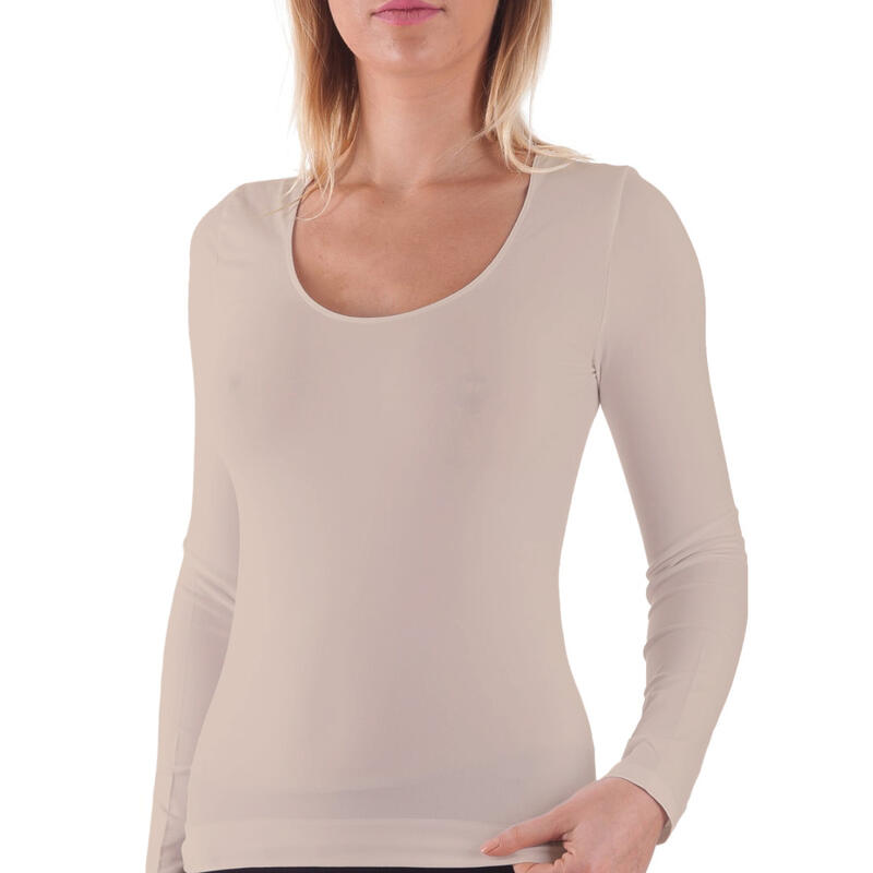 MAGLIA DONNA MICROFIBRA SCOLLO AMERICANO MANICA LUNGA BuyBuy24 Abbilgiamento e Biancheria