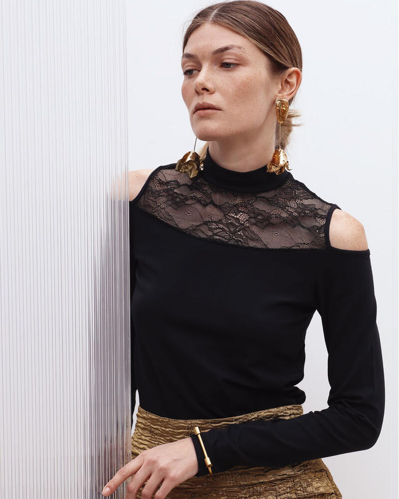 MAGLIA LUPETTO CON PIZZO MANICA LUNGA BuyBuy24 Abbilgiamento e Biancheria