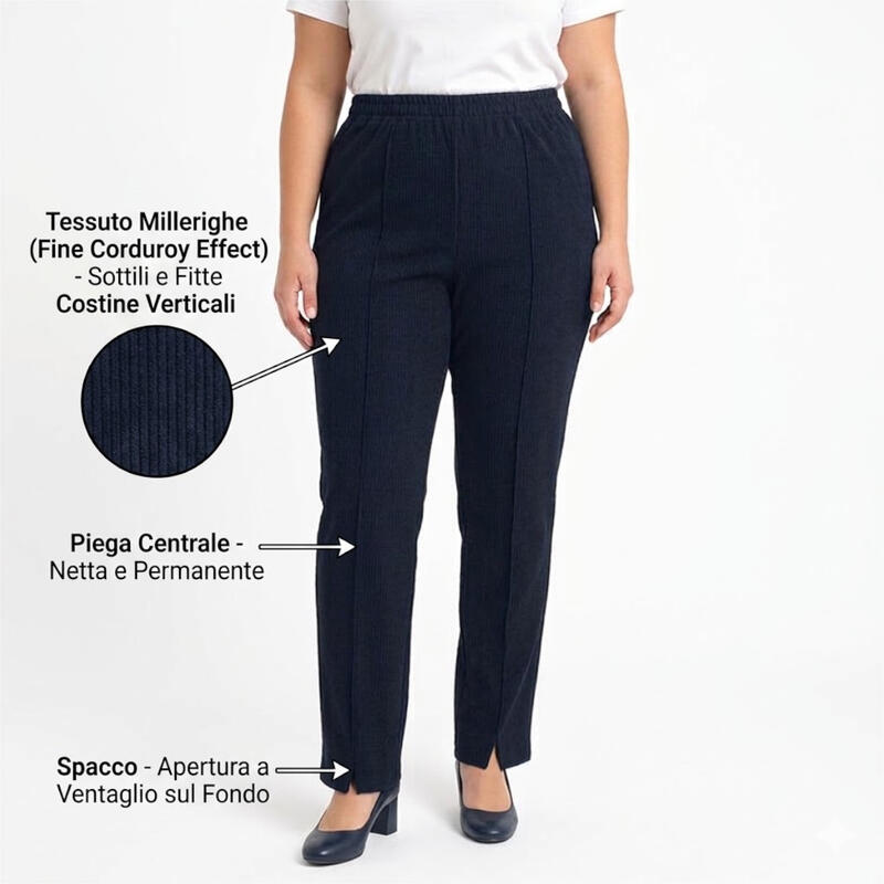 PANTALONE DONNA MILLERIGHE TAGLIE CALIBRATE PRIMAVERILE BuyBuy24 Abbilgiamento e Biancheria