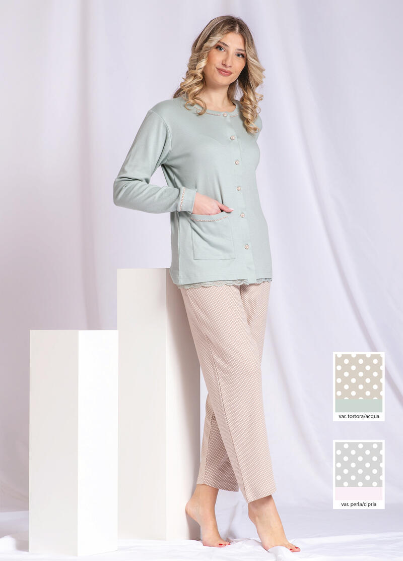 PIGIAMA DONNA INTERLOCK APERTO BuyBuy24 Abbilgiamento e Biancheria