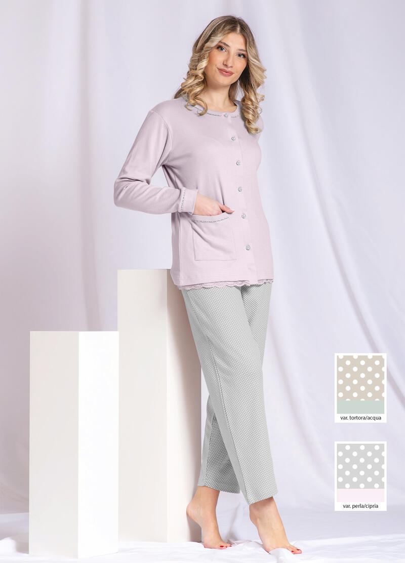 PIGIAMA DONNA INTERLOCK APERTO BuyBuy24 Abbilgiamento e Biancheria