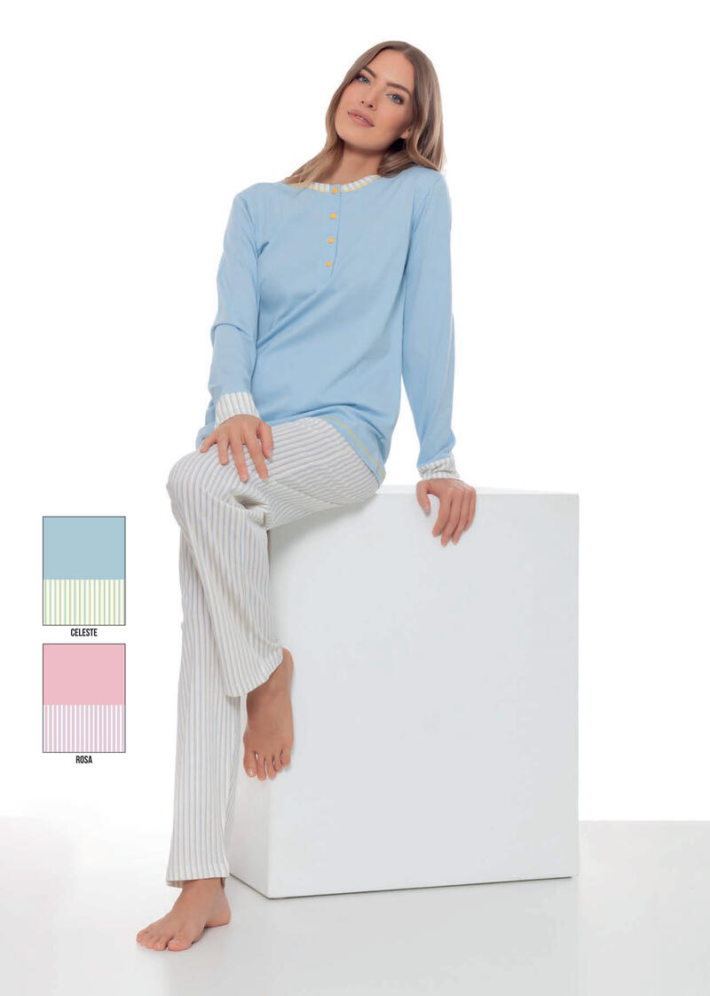 PIGIAMA DONNA LUNGO JERSEY BuyBuy24 Abbilgiamento e Biancheria