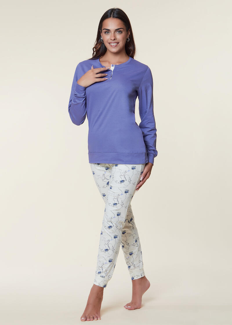 PIGIAMA DONNA LUNGO JERSEY BuyBuy24 Abbilgiamento e Biancheria