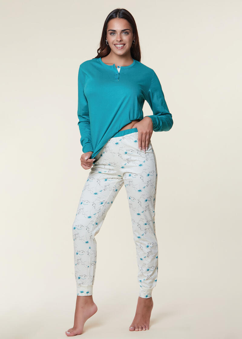 PIGIAMA DONNA LUNGO JERSEY BuyBuy24 Abbilgiamento e Biancheria