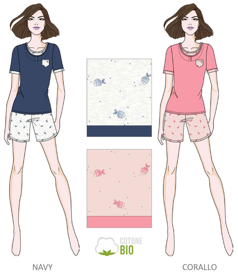 PIGIAMA DONNA MEZZA MANICA PANTALONCINO BuyBuy24 Abbilgiamento e Biancheria