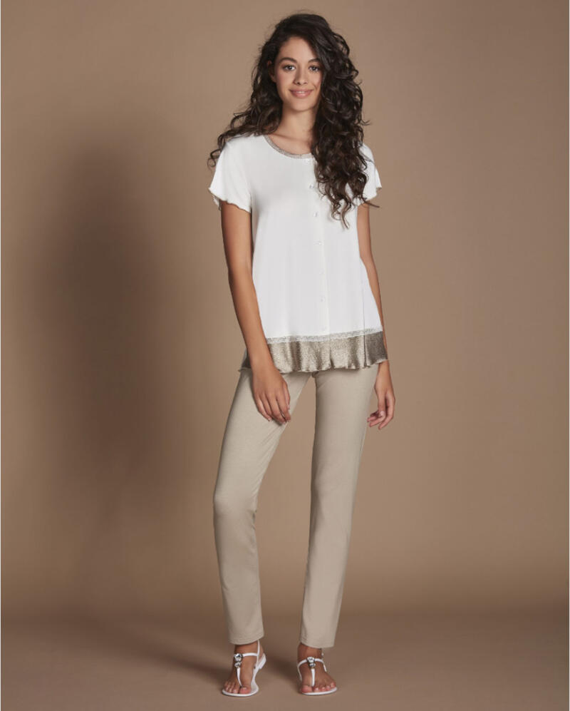 PIGIAMA DONNA MEZZA MANICA PANTALONE LUNGO APERTO BuyBuy24 Abbilgiamento e Biancheria