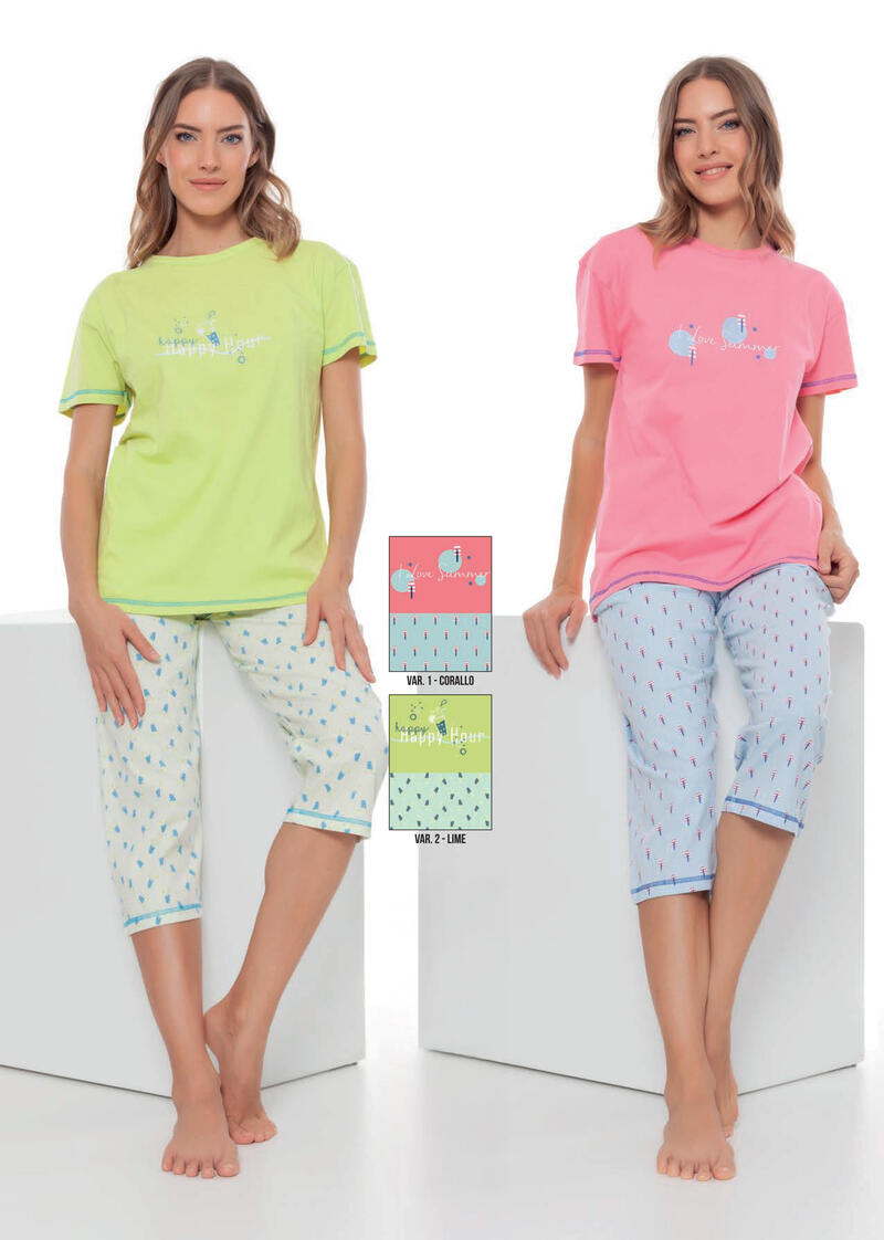 PIGIAMA DONNA MEZZA MANICA PINOCCHETTO BuyBuy24 Abbilgiamento e Biancheria