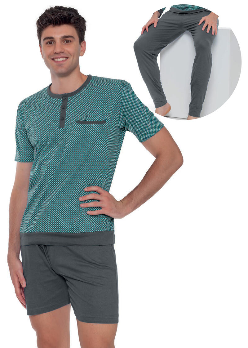 PIGIAMA UOMO 3 PEZZI COTONE BuyBuy24 Abbilgiamento e Biancheria
