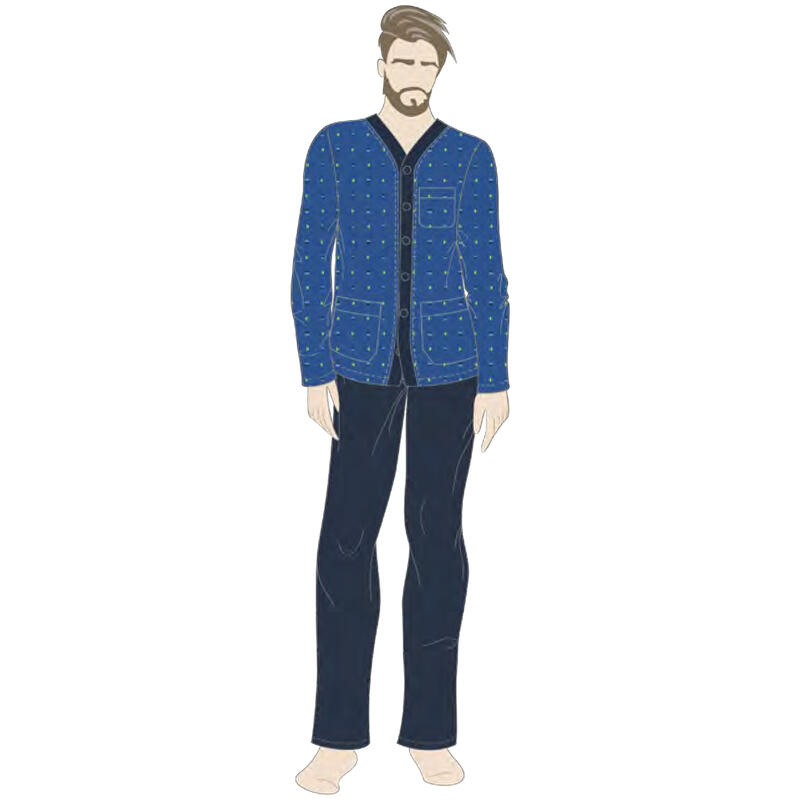 PIGIAMA UOMO LUNGO JERSEY APERTO BuyBuy24 Abbilgiamento e Biancheria