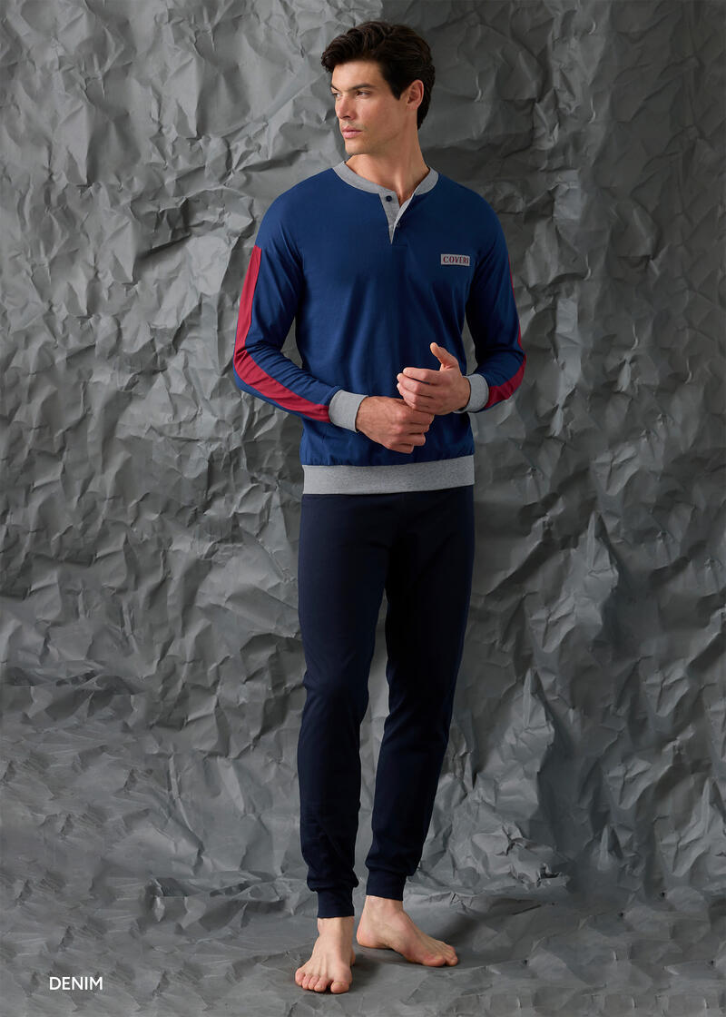 PIGIAMA UOMO LUNGO JERSEY ENRICO COVERI BuyBuy24 Abbilgiamento e Biancheria