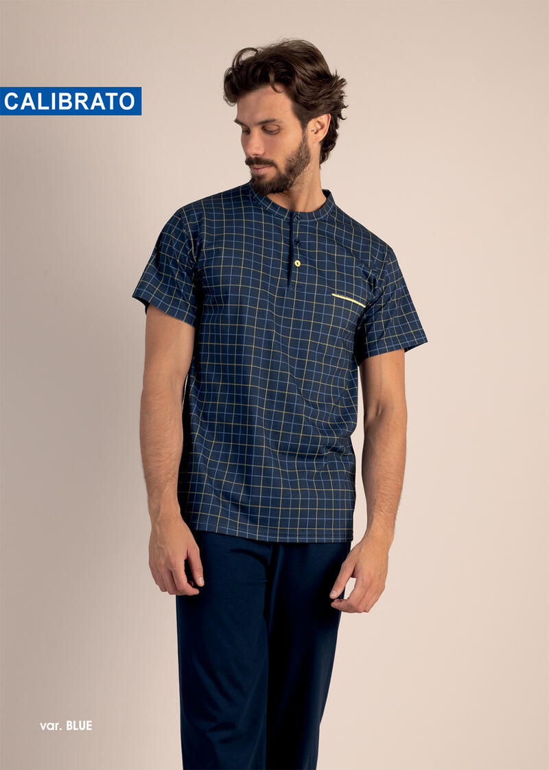 PIGIAMA UOMO MEZZA MANICA PANTALONE LUNGO CALIBRATO BuyBuy24 Abbilgiamento e Biancheria