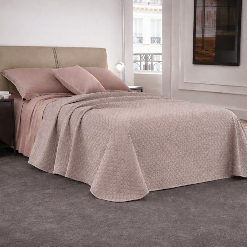 QUILT 2 PIAZZE VELOUR TRAPUNTATO A ROMBI CM 260X260 BuyBuy24 Abbilgiamento e Biancheria