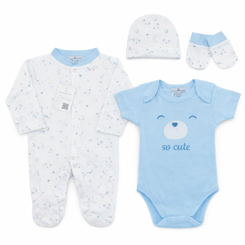 SET CORREDINO PRIMA NASCITA 4 PEZZI IN COTONE BuyBuy24 Abbilgiamento e Biancheria