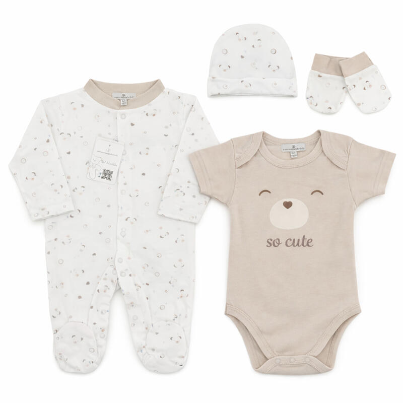 SET CORREDINO PRIMA NASCITA 4 PEZZI IN COTONE BuyBuy24 Abbilgiamento e Biancheria