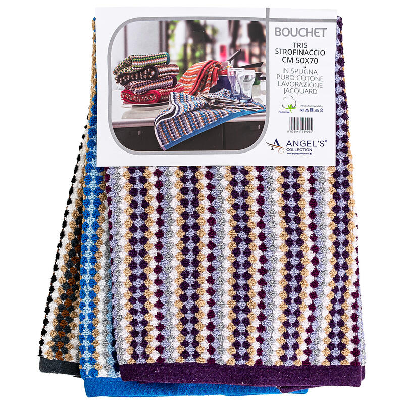 SET STROFINACCI DA 3 PEZZI IN SPUGNA JAQUARD BuyBuy24 Abbilgiamento e Biancheria