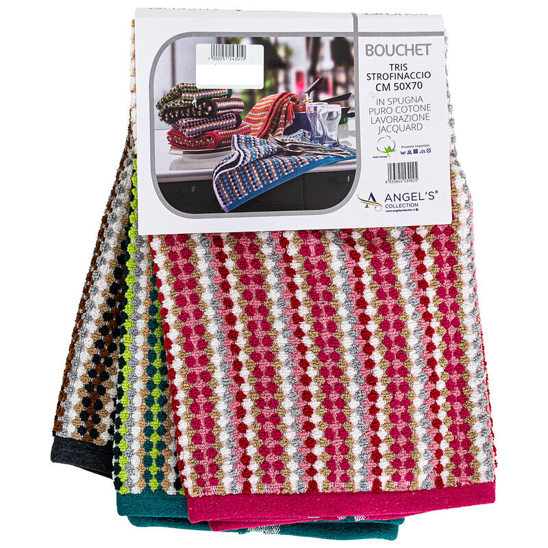 SET STROFINACCI DA 3 PEZZI IN SPUGNA JAQUARD BuyBuy24 Abbilgiamento e Biancheria
